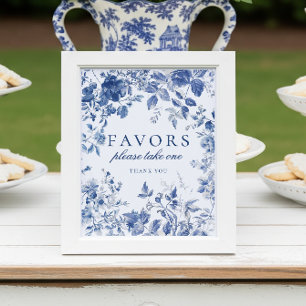 Elegantes Blue Toile de Jouy Chinoiserie Favoriten Poster