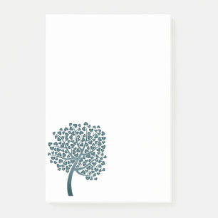Elegantes Blue Tree Herzdesign Post-it Klebezettel
