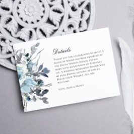 Elegantes Blue Watercolor Blumenzettel RSVP Karte