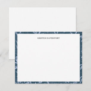 Elegantes Blue Watercolor Floral Border Chic Flat Mitteilungskarte
