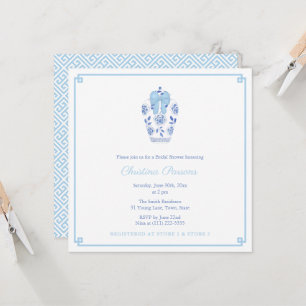 Elegantes Blue White Chinoiserie Brautparty Party Einladung