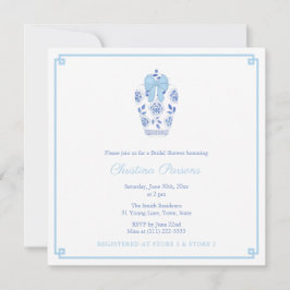 Elegantes Blue White Chinoiserie Brautparty Party Einladung