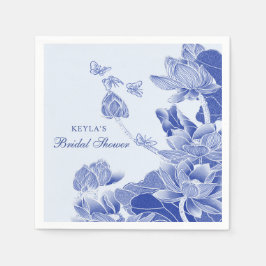 Elegantes Blue White Chinoiserie Brautparty Serviette