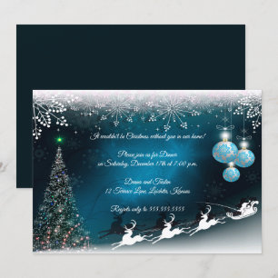 Elegantes Blue & White Christmas Design Party Einladung