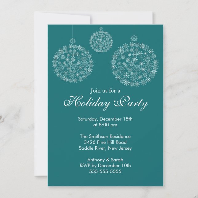 Elegantes Blue & White Holiday Weihnachten Party Einladung (Vorderseite)