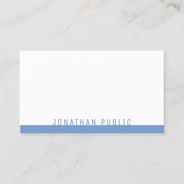 Elegantes Blue White Template Modernes Beruflich Visitenkarte (Vorderseite)
