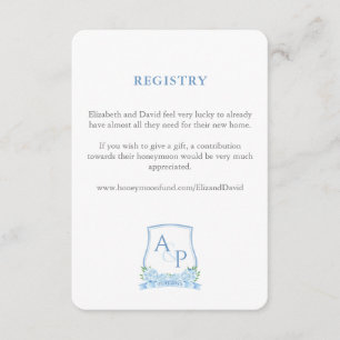 Elegantes Blue-White-Wappen-Heiratsregister Begleitkarte