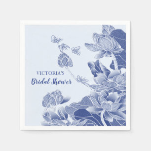 Elegantes Blue Willow Chinoiserie Brautparty Serviette