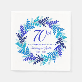 Elegantes Blue Wreath Party Napkins zum 70. Jubilä Serviette