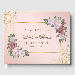 Elegantes Blues Rosa Brautparty Gästebuch
