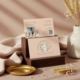 Elegantes blühendes florales Zahn-Logo-Monogramm Visitenkarte