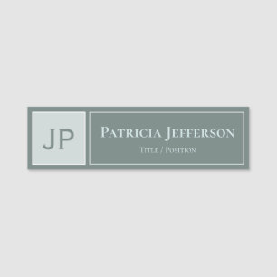 Elegantes Bluish Gray 2 Tones Pastellfarben Monogr Namensschild