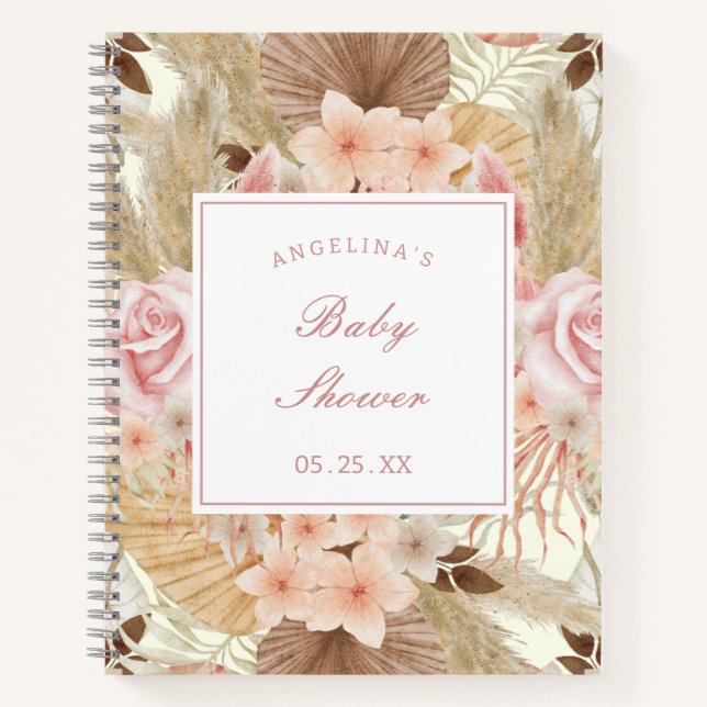 Elegantes Blume Baby Shower Gift List Notebook Notizbuch (Vorderseite)