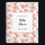 Elegantes Blume Baby Shower Gift List Notebook Notizbuch<br><div class="desc">Dieses elegante,  rosa Blume Baby Duschgeschenk-List-Notebook ist ideal für eine moderne Babydusche. Das weiche Blumendesign mit Aquarellfarben-Blume und grünen Blätter in niedlicher Anordnung. Personalisieren Sie mit dem Namen des Babys.</div>