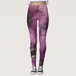 elegantes Blume-Design in Rosa und Gold Leggings