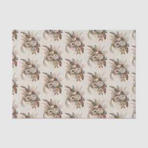 Elegantes Blume-Foliage- und Feathers-Muster Seidenpapier