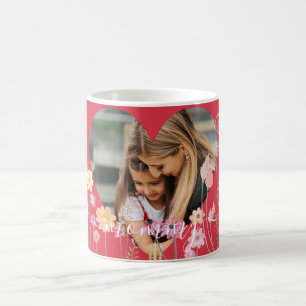 Elegantes Blume Herz   Personalisiertes Foto und T Kaffeetasse