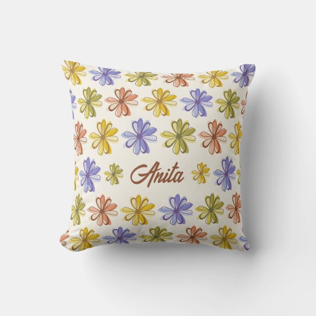 Elegantes Blume Muster Kissen (Vorderseite)