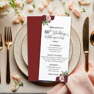 Elegantes Blumen-60. Hochzeitstag-Jubiläum Menükarte