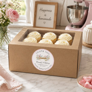 Elegantes Blumen-Backwaren-Rollholz Danke  Runder Aufkleber