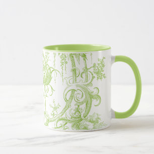 Elegantes Blumen-, Blatt-Grün und Aqua Tasse