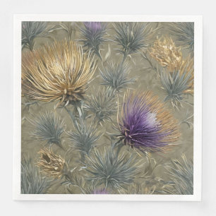Elegantes Blumen-Distel-Muster-Design Serviette