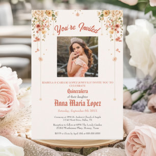 Elegantes Blumen-Foto Mis Quince Quinceañera 15. Einladung