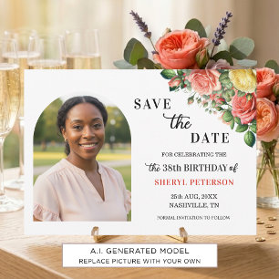 Elegantes Blumen-Foto zum 38. Geburtstag Save The Date