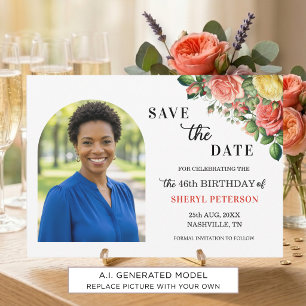 Elegantes Blumen-Foto zum 46. Geburtstag Save The Date