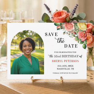 Elegantes Blumen-Foto zum 52. Geburtstag Save The Date