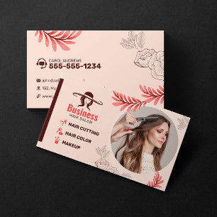 Elegantes Blumen Frisörsalon Hairstylist Make-up A Visitenkarte