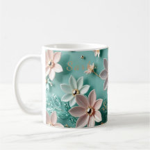 Elegantes Blumen-Holztablett & passendes Mug-Set