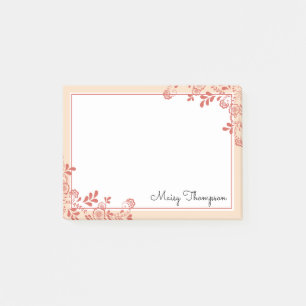 Elegantes Blumen-Spitzen-Schrift-Name Post-it Klebezettel