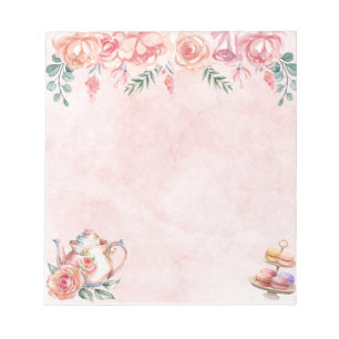 Elegantes Blumen-Teeparty-Notizbuch Notizblock