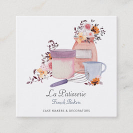 Elegantes Blumenbacken Quadratische Visitenkarte