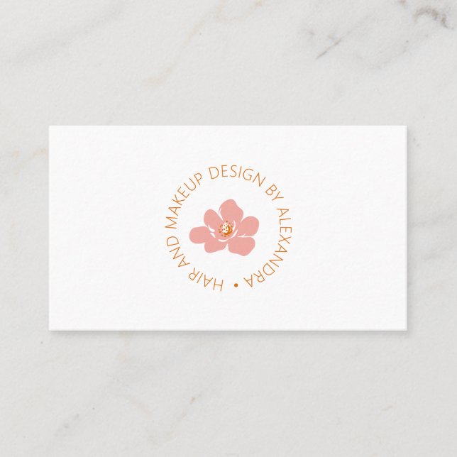 Elegantes Blumenbeauty-Logo Soft Blue Pink Feminin Visitenkarte (Vorderseite)