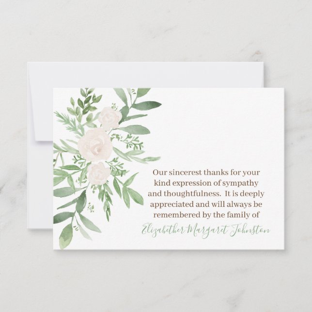 Elegantes Blumenbegräbnis danken Ihnen Trauerfall Dankeskarte (Vorderseite)