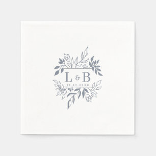 Elegantes Blumenblatt Couple Monogram Wedding Serviette