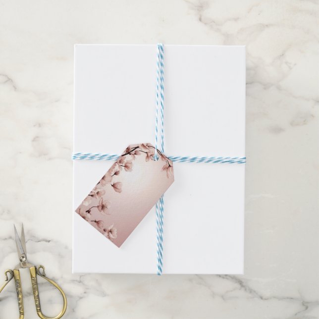 Elegantes Blumenblossom Hochzeitsplanung Geschenkanhänger (Mit Garn)