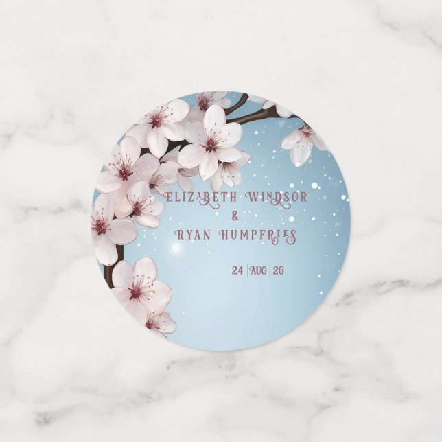 Elegantes Blumenblossom Hochzeitsplanung Konfetti (Klein Vorderseite)