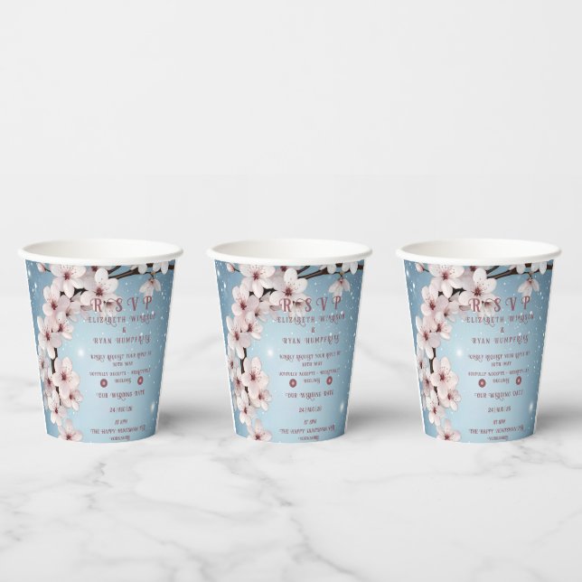 Elegantes Blumenblossom Hochzeitsplanung Pappbecher (Multi)