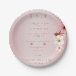 Elegantes Blumenblossom Hochzeitsplanung Pappteller