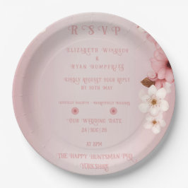 Elegantes Blumenblossom Hochzeitsplanung Pappteller