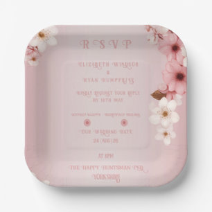 Elegantes Blumenblossom Hochzeitsplanung Pappteller
