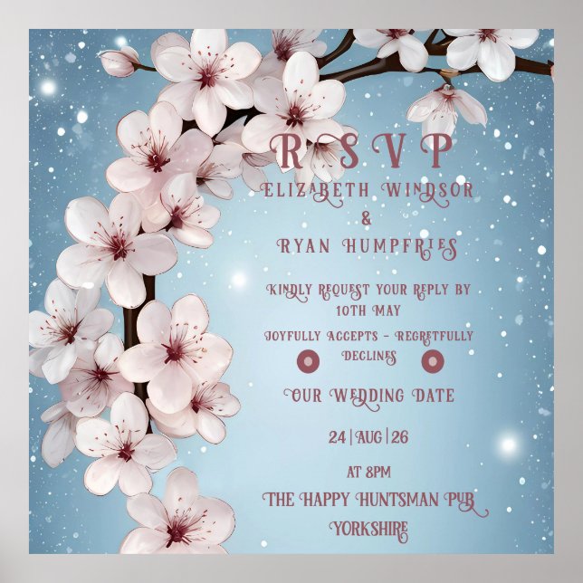 Elegantes Blumenblossom Hochzeitsplanung Poster (Vorne)
