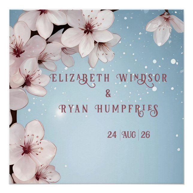 Elegantes Blumenblossom Hochzeitsplanung Poster (Vorderseite)