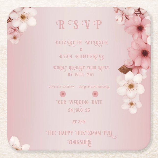 Elegantes Blumenblossom Hochzeitsplanung Rechteckiger Pappuntersetzer (Vorderseite)