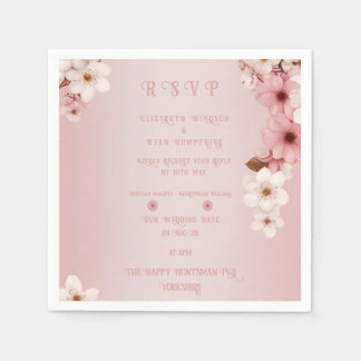 Elegantes Blumenblossom Hochzeitsplanung Serviette