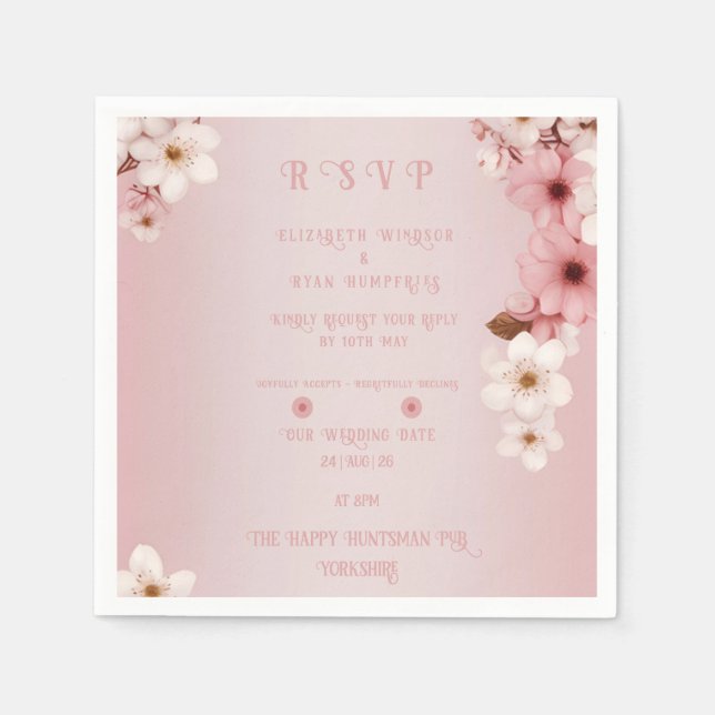 Elegantes Blumenblossom Hochzeitsplanung Serviette (Vorderseite)