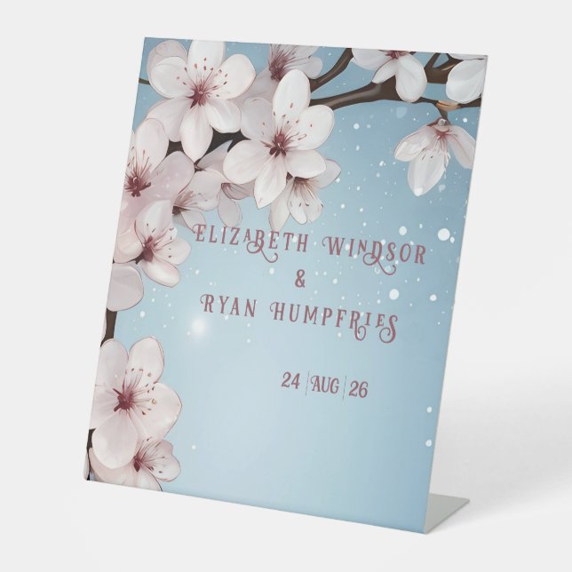 Elegantes Blumenblossom Hochzeitsplanung Sockelschild (Vorderseite)